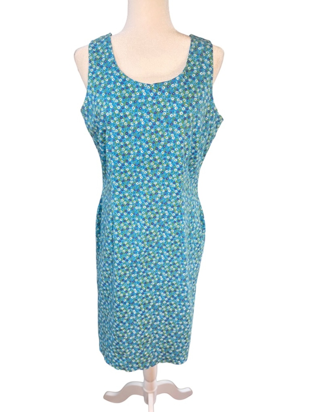 Betsy Lauren Vintage Blue Ditsy Floral Sheath Dress Size 12